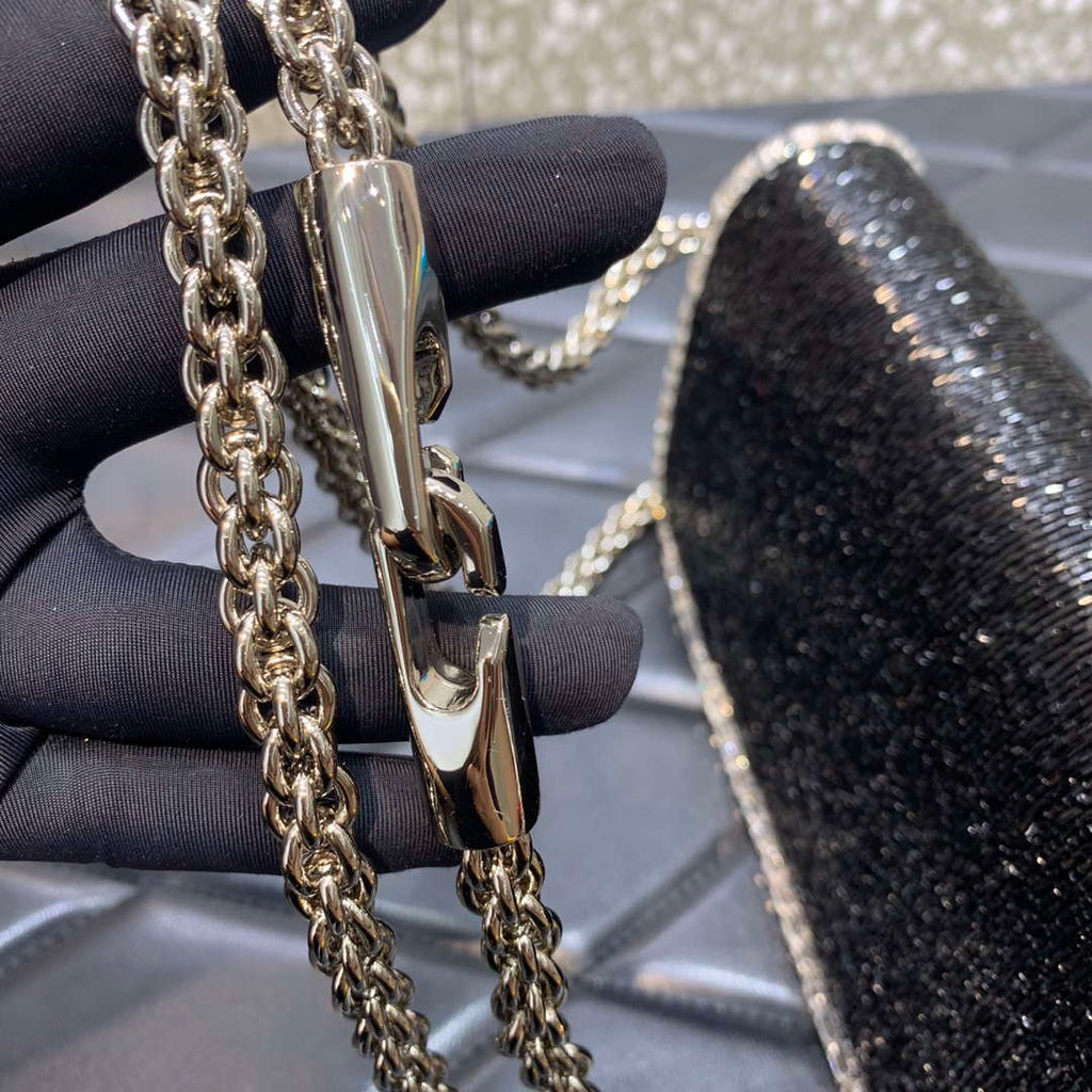 Valentino V3WCRYSTALSILVER Valentino Loc¨° Foldover Top Small Shoulder Bag Black