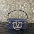 Valentino V3WCRYSTALSILVER Valentino Loc¨° Foldover Top Small Shoulder Bag Blue Purple