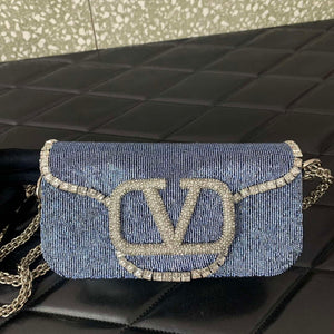 Valentino V3WCRYSTALSILVER Valentino Loc¨° Foldover Top Small Shoulder Bag Blue Purple - Default Title - View 5