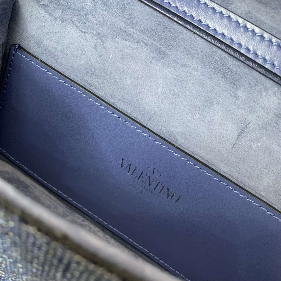 Valentino V3WCRYSTALSILVER Valentino Loc¨° Foldover Top Small Shoulder Bag Blue Purple