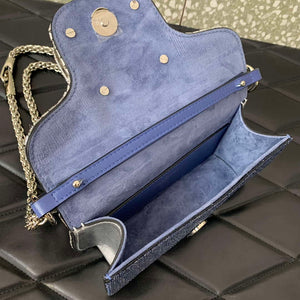 Valentino V3WCRYSTALSILVER Valentino Loc¨° Foldover Top Small Shoulder Bag Blue Purple - Default Title - View 8