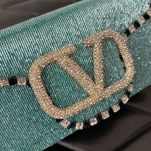 Valentino V3WCRYSTALSILVER Valentino Loc¨° Foldover Top Small Shoulder Bag Ligth Blue - Default Title - View 7