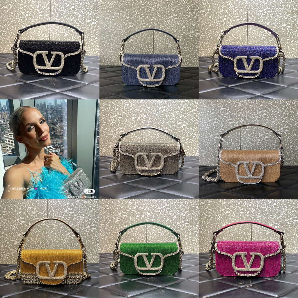 Valentino V3WCRYSTALSILVER Valentino Loc¨° Foldover Top Small Shoulder Bag Ligth Blue
