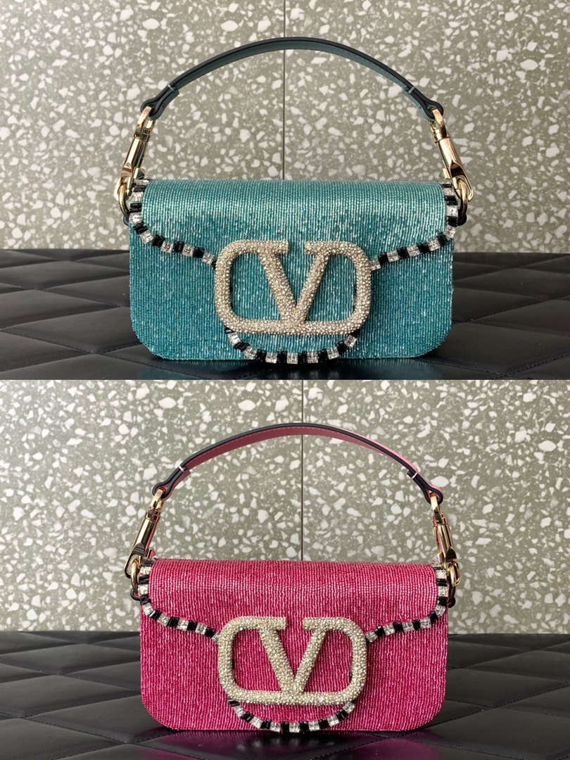 Valentino V3WCRYSTALSILVER Valentino Loc¨° Foldover Top Small Shoulder Bag Ligth Blue