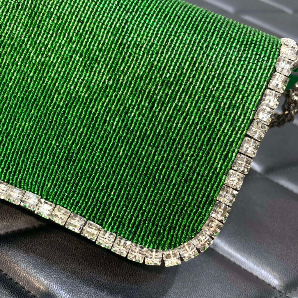 Valentino V3WCRYSTALSILVER Valentino Loc¨° Foldover Top Small Shoulder Bag Green