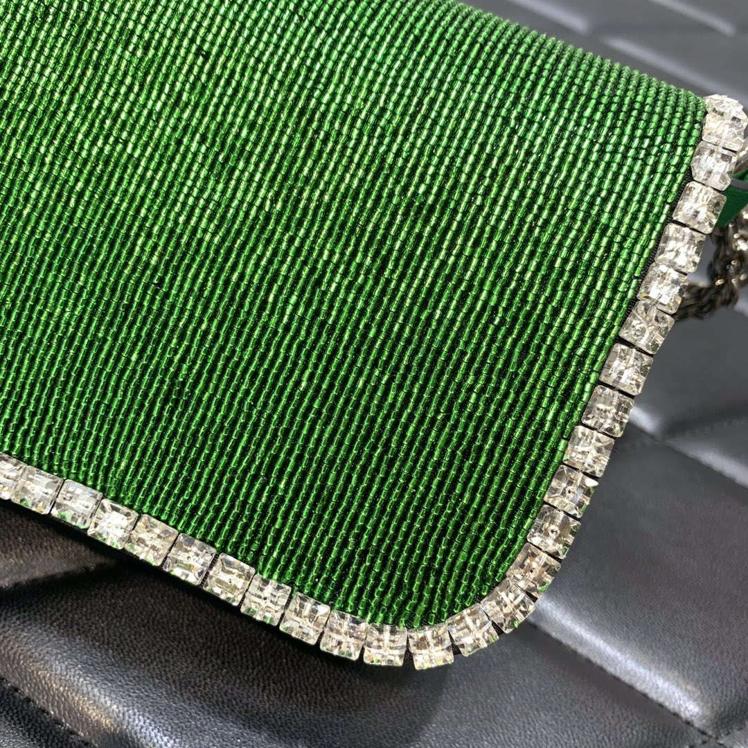 Valentino V3WCRYSTALSILVER Valentino Loc¨° Foldover Top Small Shoulder Bag Green
