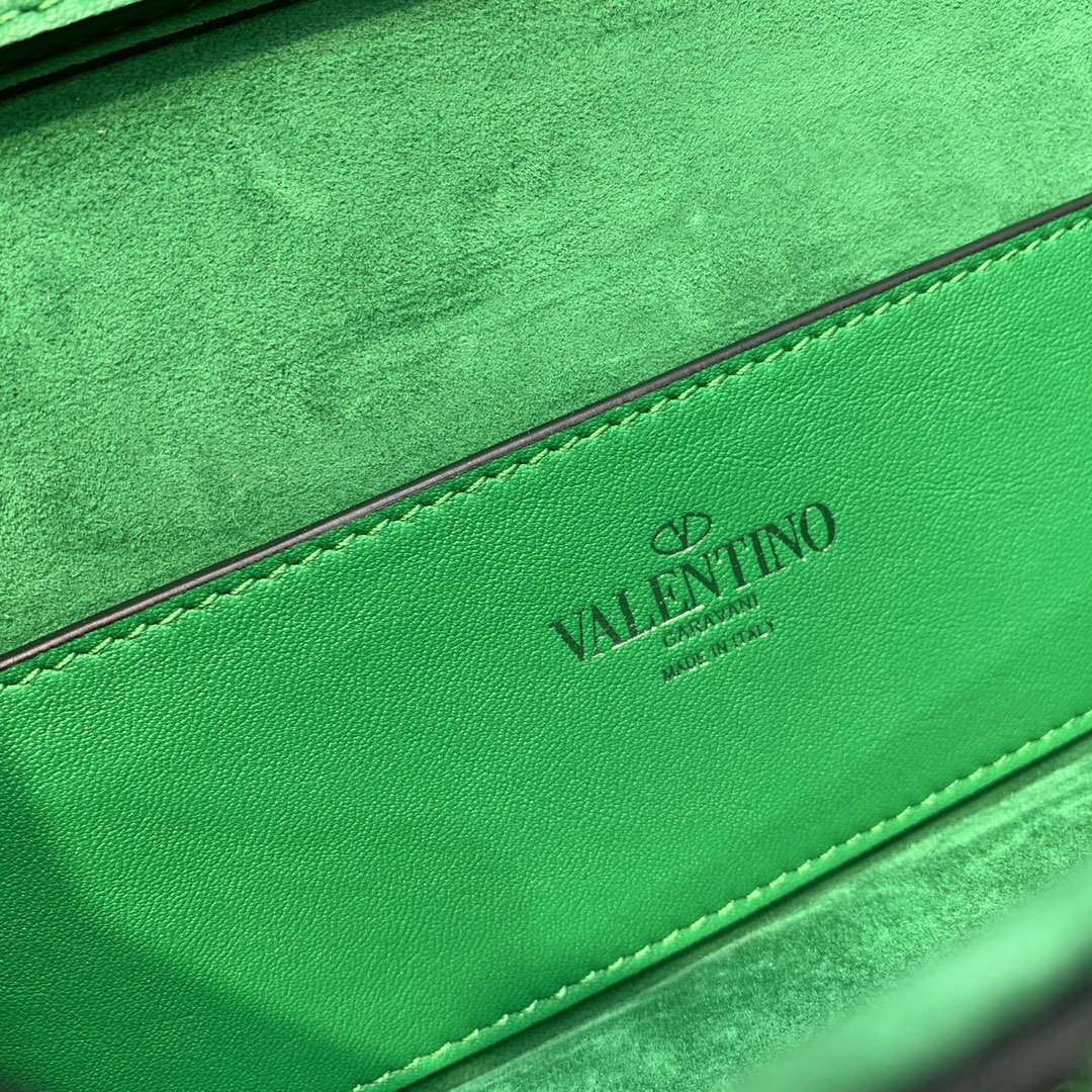 Valentino V3WCRYSTALSILVER Valentino Loc¨° Foldover Top Small Shoulder Bag Green