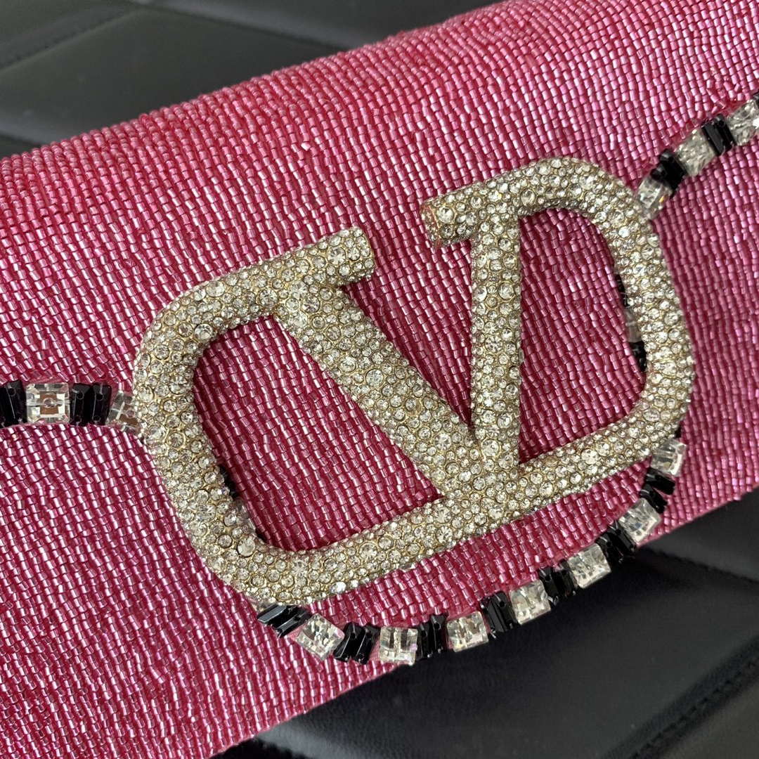 Valentino V3WCRYSTALSILVER Valentino Loc¨° Foldover Top Small Shoulder Bag Pink