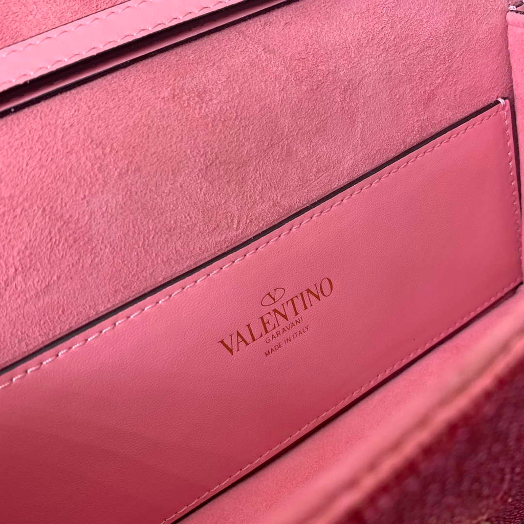 Valentino V3WCRYSTALSILVER Valentino Loc¨° Foldover Top Small Shoulder Bag Pink