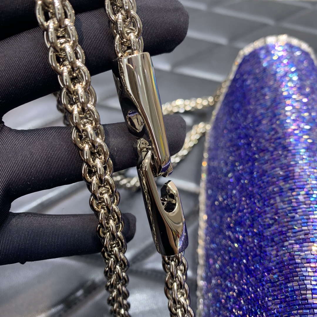 Valentino V3WCRYSTALSILVER Valentino Loc¨° Foldover Top Small Shoulder Bag Purple