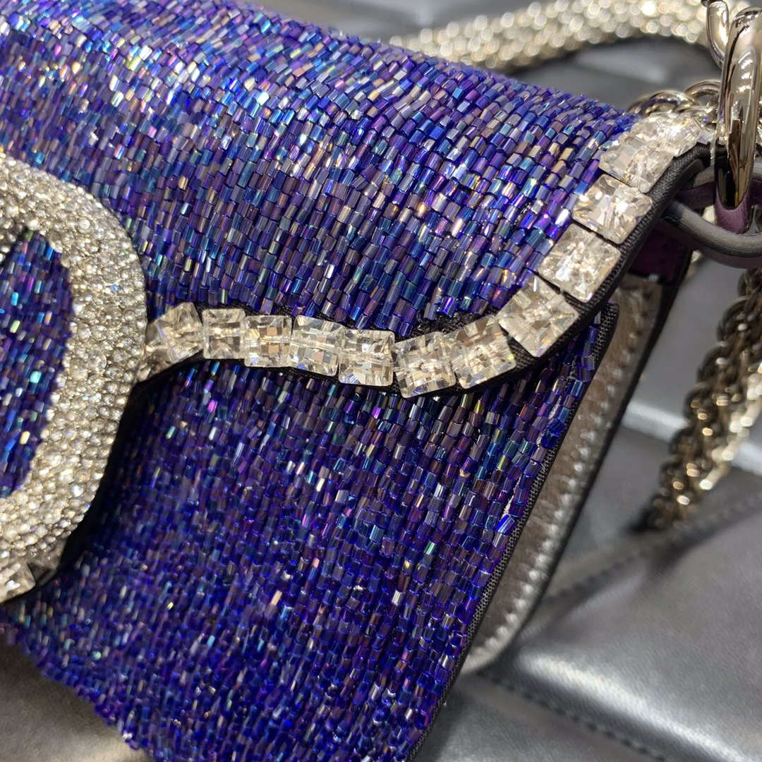 Valentino V3WCRYSTALSILVER Valentino Loc¨° Foldover Top Small Shoulder Bag Purple