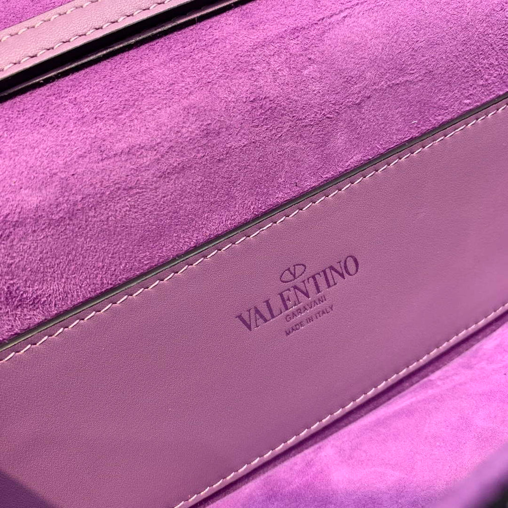 Valentino V3WCRYSTALSILVER Valentino Loc¨° Foldover Top Small Shoulder Bag Purple