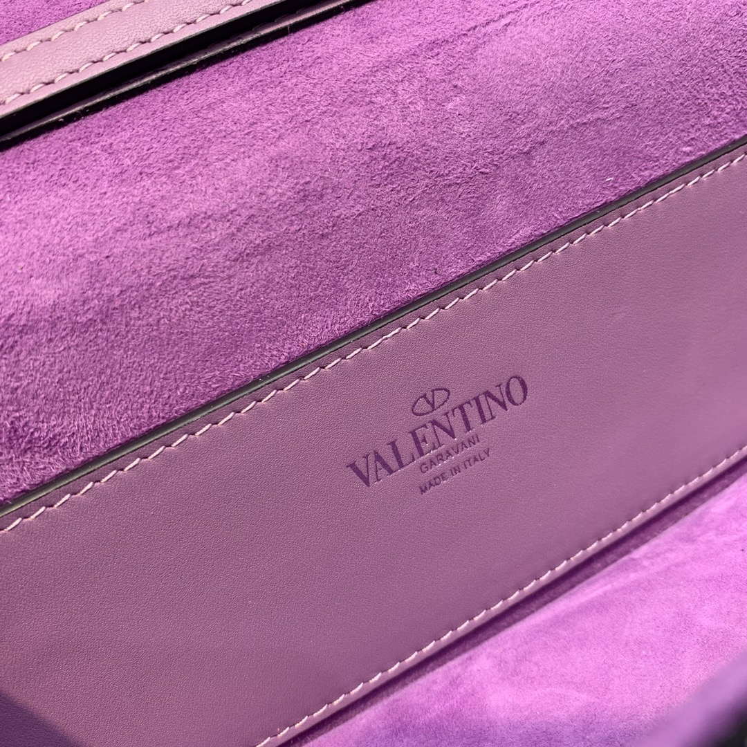 Valentino V3WCRYSTALSILVER Valentino Loc¨° Foldover Top Small Shoulder Bag Purple
