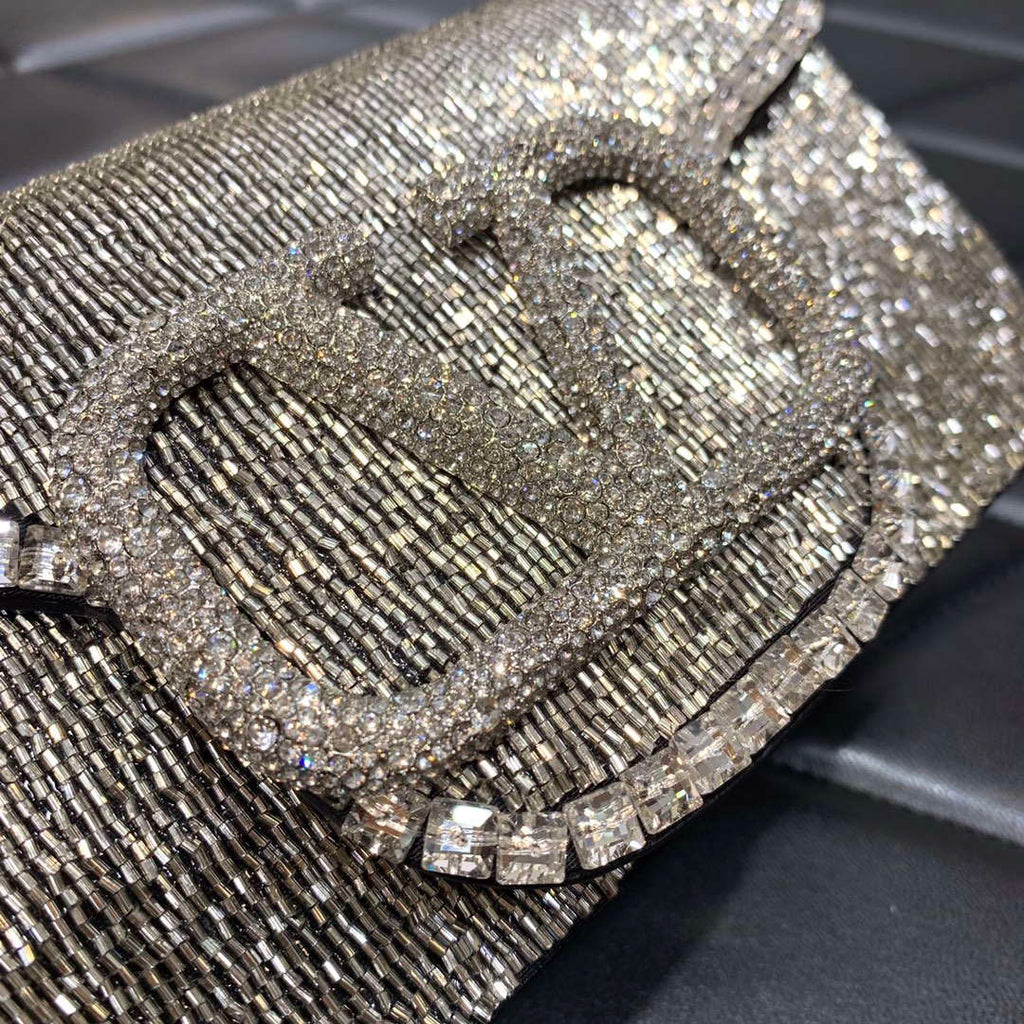 Valentino V3WCRYSTALSILVER Valentino Loc¨° Foldover Top Small Shoulder Bag Silver