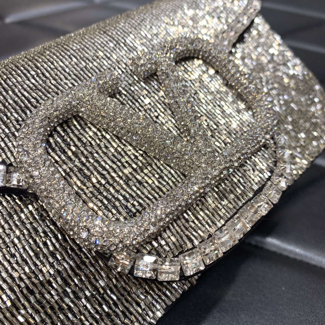 Valentino V3WCRYSTALSILVER Valentino Loc¨° Foldover Top Small Shoulder Bag Silver