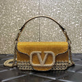 Valentino V3WCRYSTALSILVER Valentino Loc¨° Foldover Top Small Shoulder Bag Yellow
