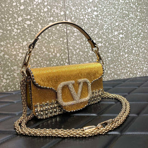 Valentino V3WCRYSTALSILVER Valentino Loc¨° Foldover Top Small Shoulder Bag Yellow - Default Title - View 3