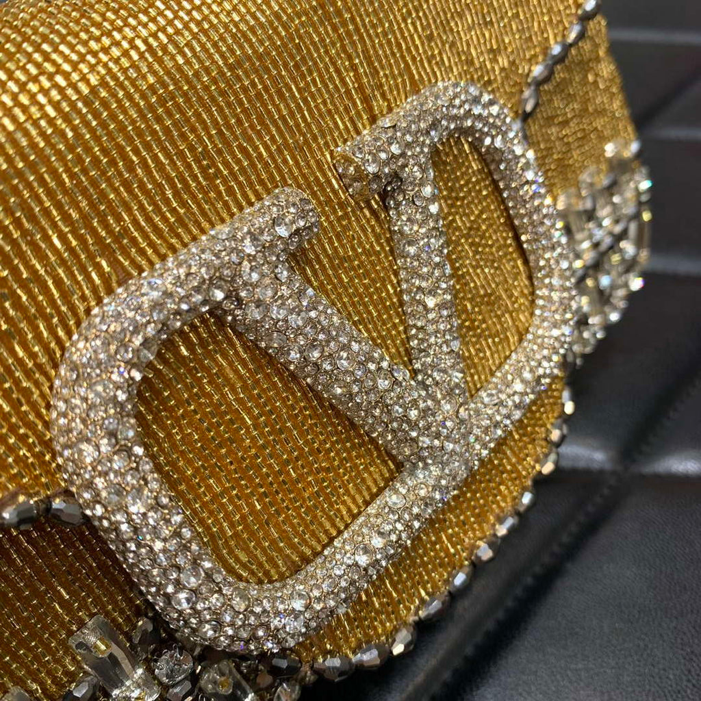 Valentino V3WCRYSTALSILVER Valentino Loc¨° Foldover Top Small Shoulder Bag Yellow