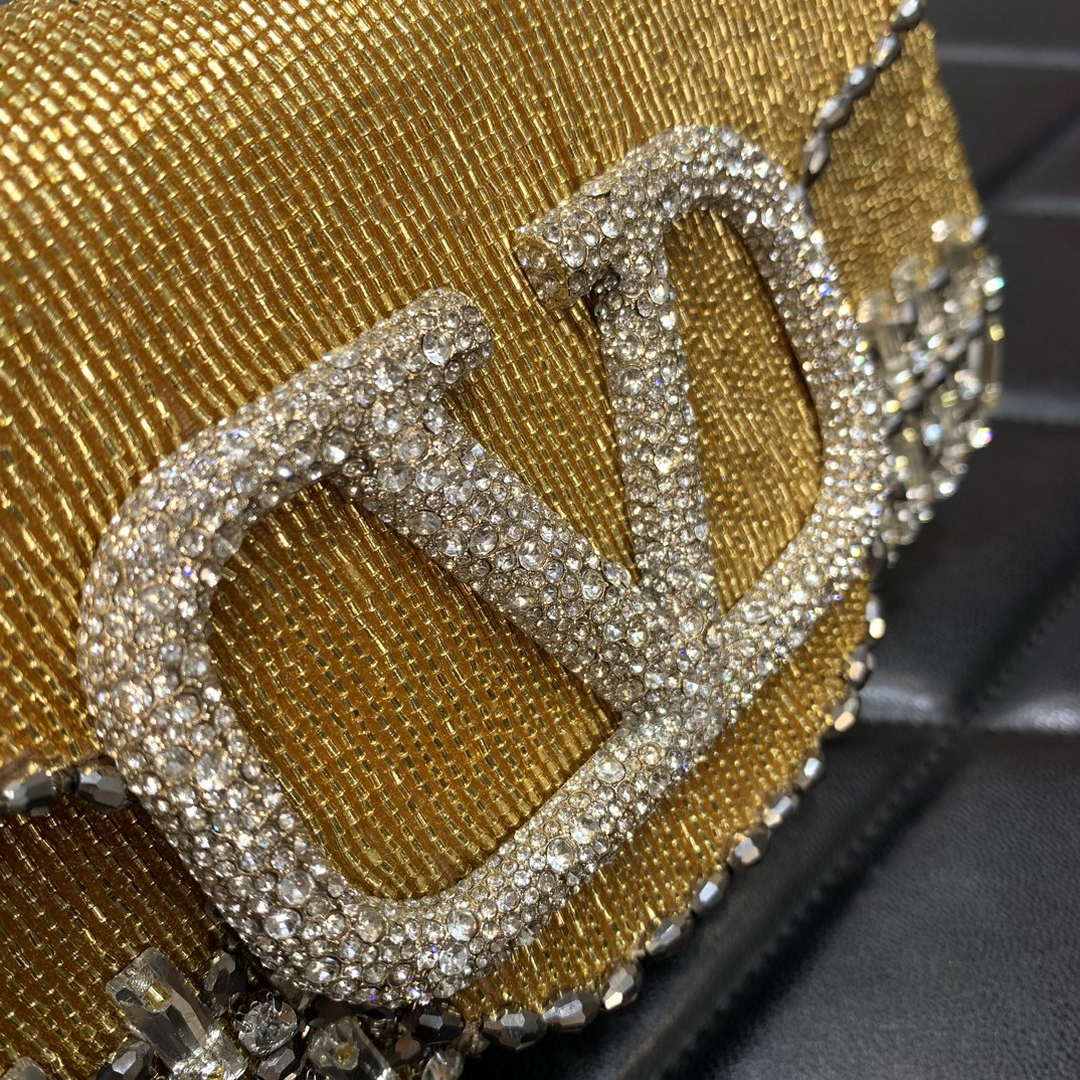 Valentino V3WCRYSTALSILVER Valentino Loc¨° Foldover Top Small Shoulder Bag Yellow