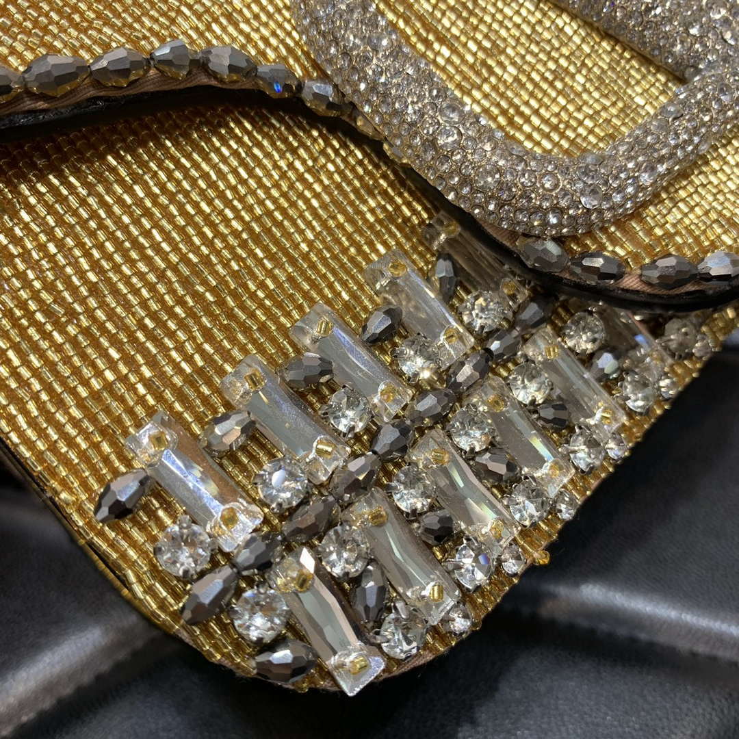 Valentino V3WCRYSTALSILVER Valentino Loc¨° Foldover Top Small Shoulder Bag Yellow