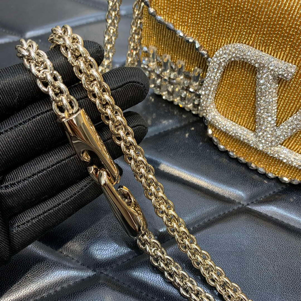 Valentino V3WCRYSTALSILVER Valentino Loc¨° Foldover Top Small Shoulder Bag Yellow