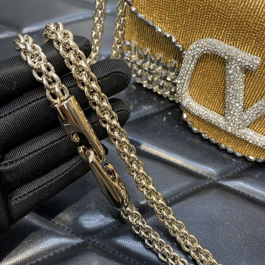 Valentino V3WCRYSTALSILVER Valentino Loc¨° Foldover Top Small Shoulder Bag Yellow