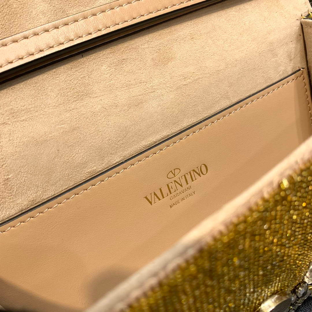 Valentino V3WCRYSTALSILVER Valentino Loc¨° Foldover Top Small Shoulder Bag Yellow