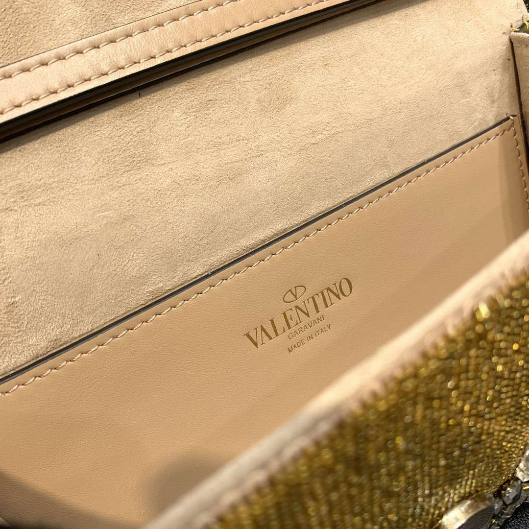 Valentino V3WCRYSTALSILVER Valentino Loc¨° Foldover Top Small Shoulder Bag Yellow