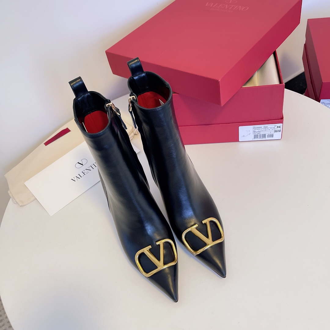 Valentino VLogo Ankle Boots Fashion Shoes 75MM V62396