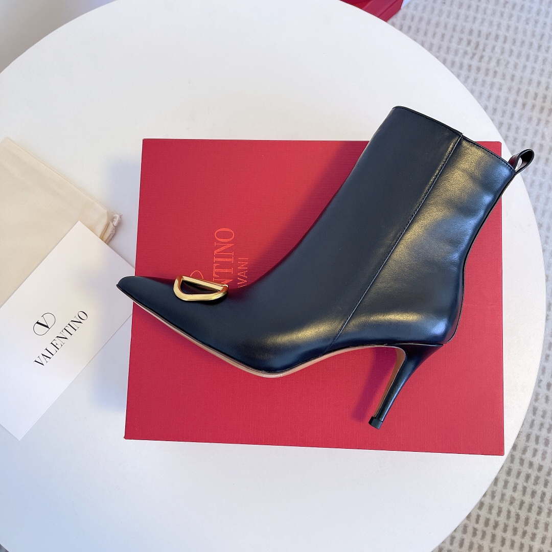 Valentino VLogo Ankle Boots Fashion Shoes 75MM V62396