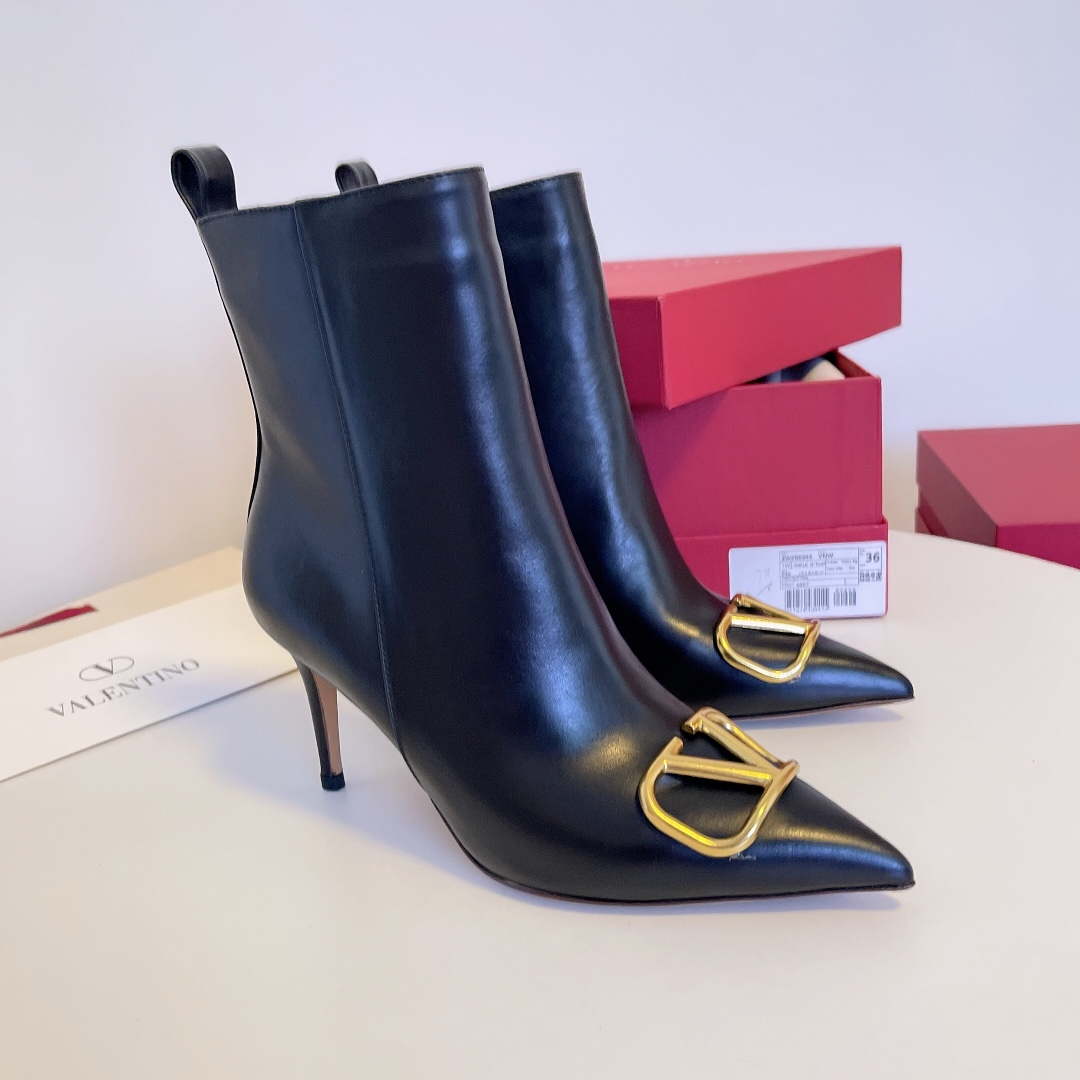 Valentino VLogo Ankle Boots Fashion Shoes 75MM V62396