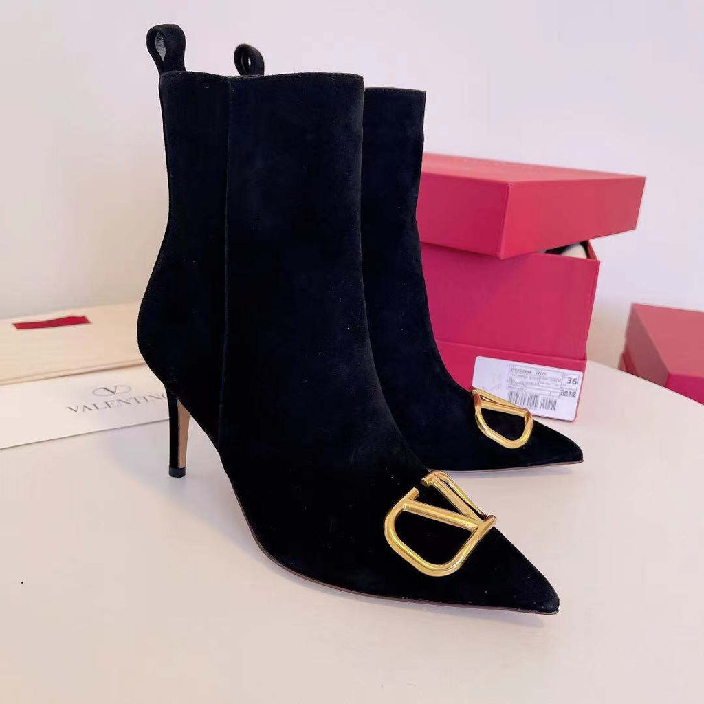 Valentino VLogo Ankle Boots Fashion Shoes 75MM V62399