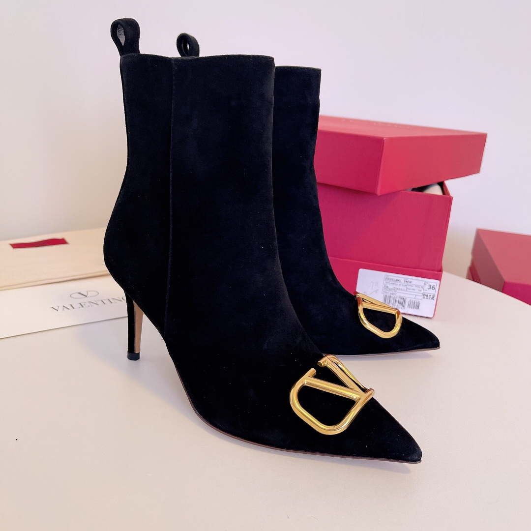 Valentino VLogo Ankle Boots Fashion Shoes 75MM V62399