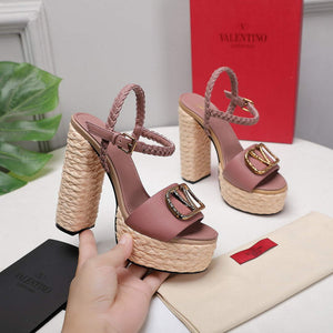 Valentino VLogo Signature Calfskin Wedge Sandal 130MM V78150 - 35 - View 1