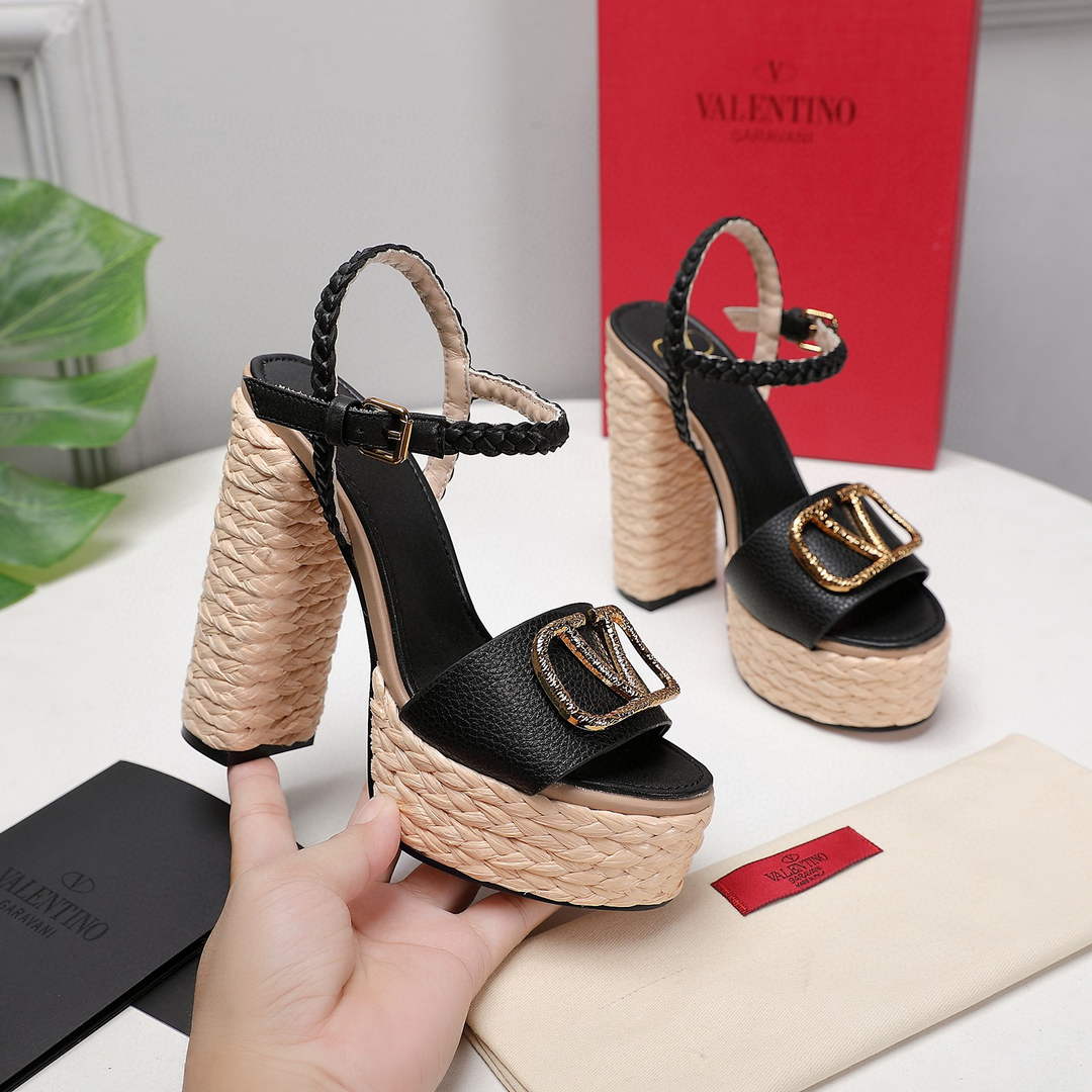 Valentino VLogo Signature Calfskin Wedge Sandal 130MM V78151 - 35 - View 1