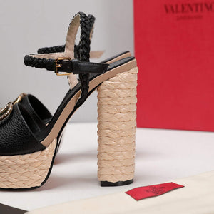 Valentino VLogo Signature Calfskin Wedge Sandal 130MM V78151 - 35 - View 6