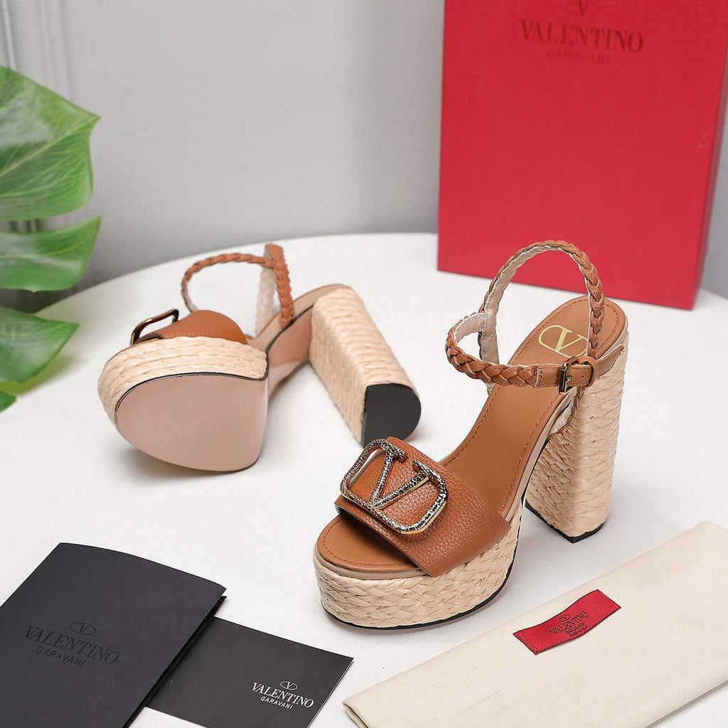 Valentino VLogo Signature Calfskin Wedge Sandal 130MM V78152