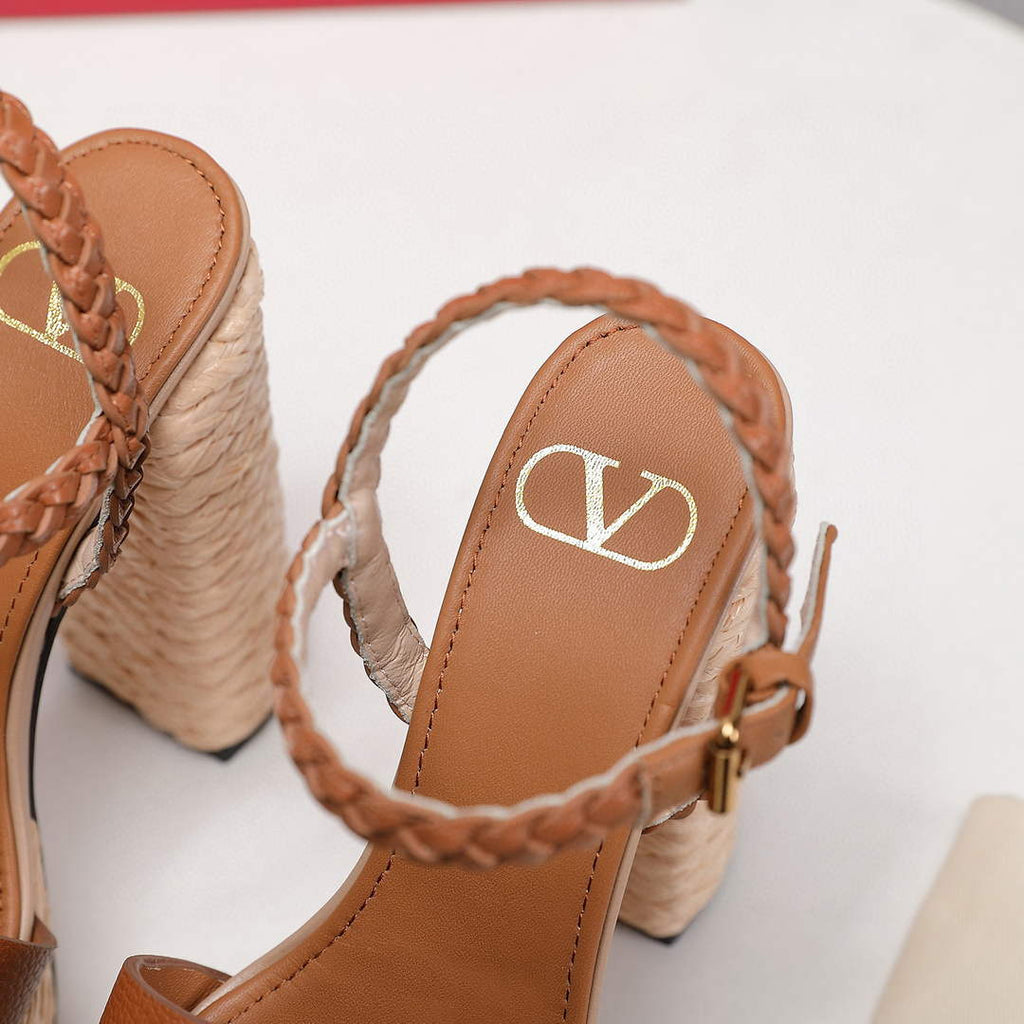 Valentino VLogo Signature Calfskin Wedge Sandal 130MM V78152