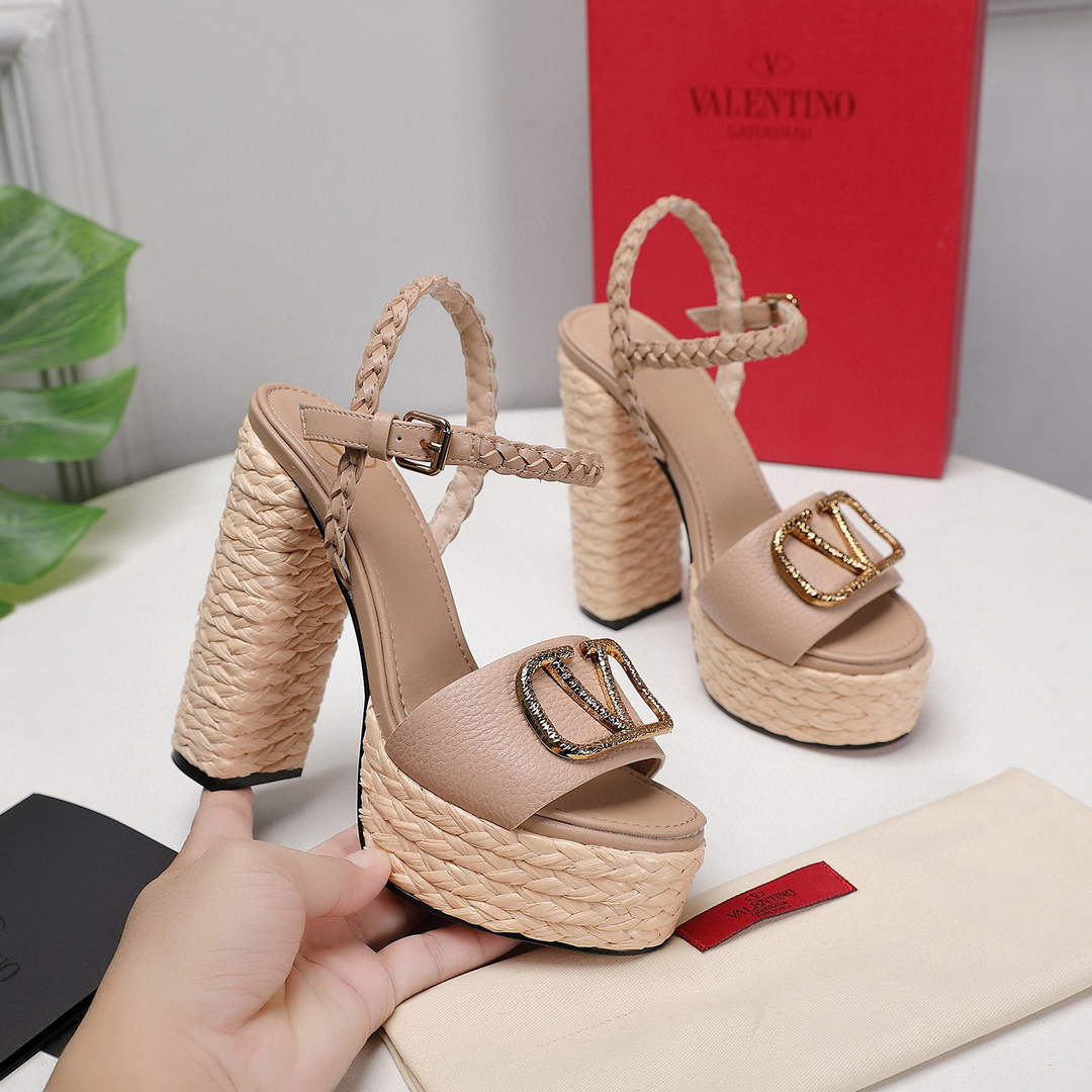 Valentino VLogo Signature Calfskin Wedge Sandal 130MM V78153 - 35 - View 1