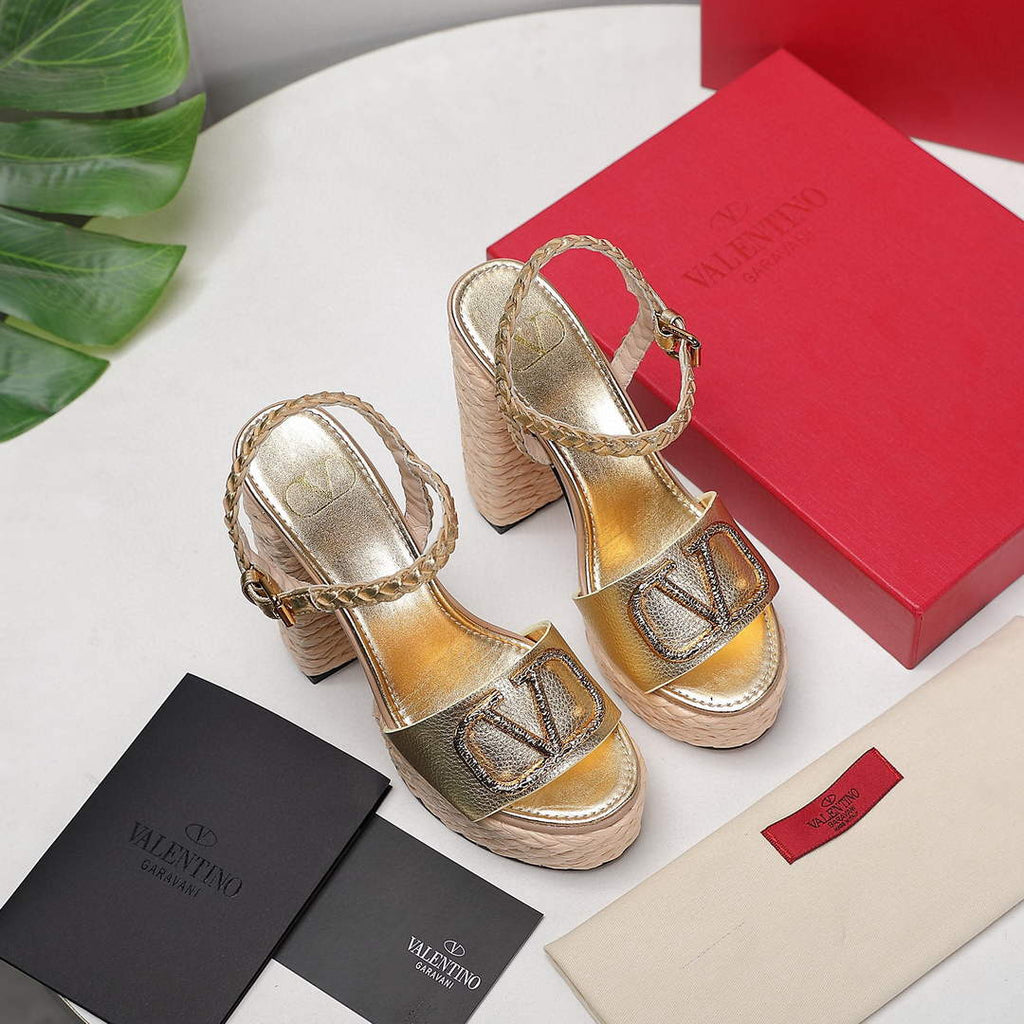 Valentino VLogo Signature Calfskin Wedge Sandal 130MM V78154