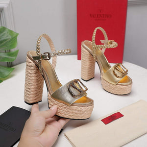 Valentino VLogo Signature Calfskin Wedge Sandal 130MM V78154 - 35 - View 1