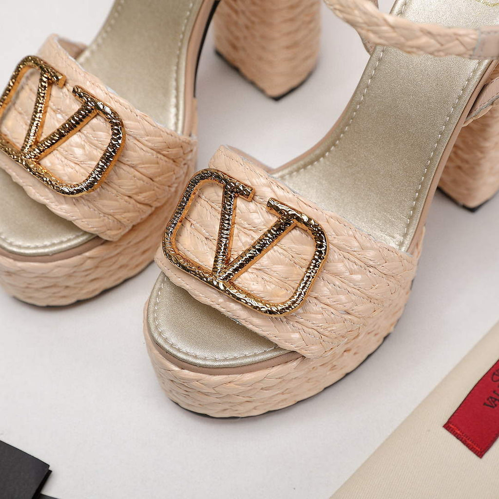 Valentino VLogo Signature Calfskin Wedge Sandal 130MM V78155