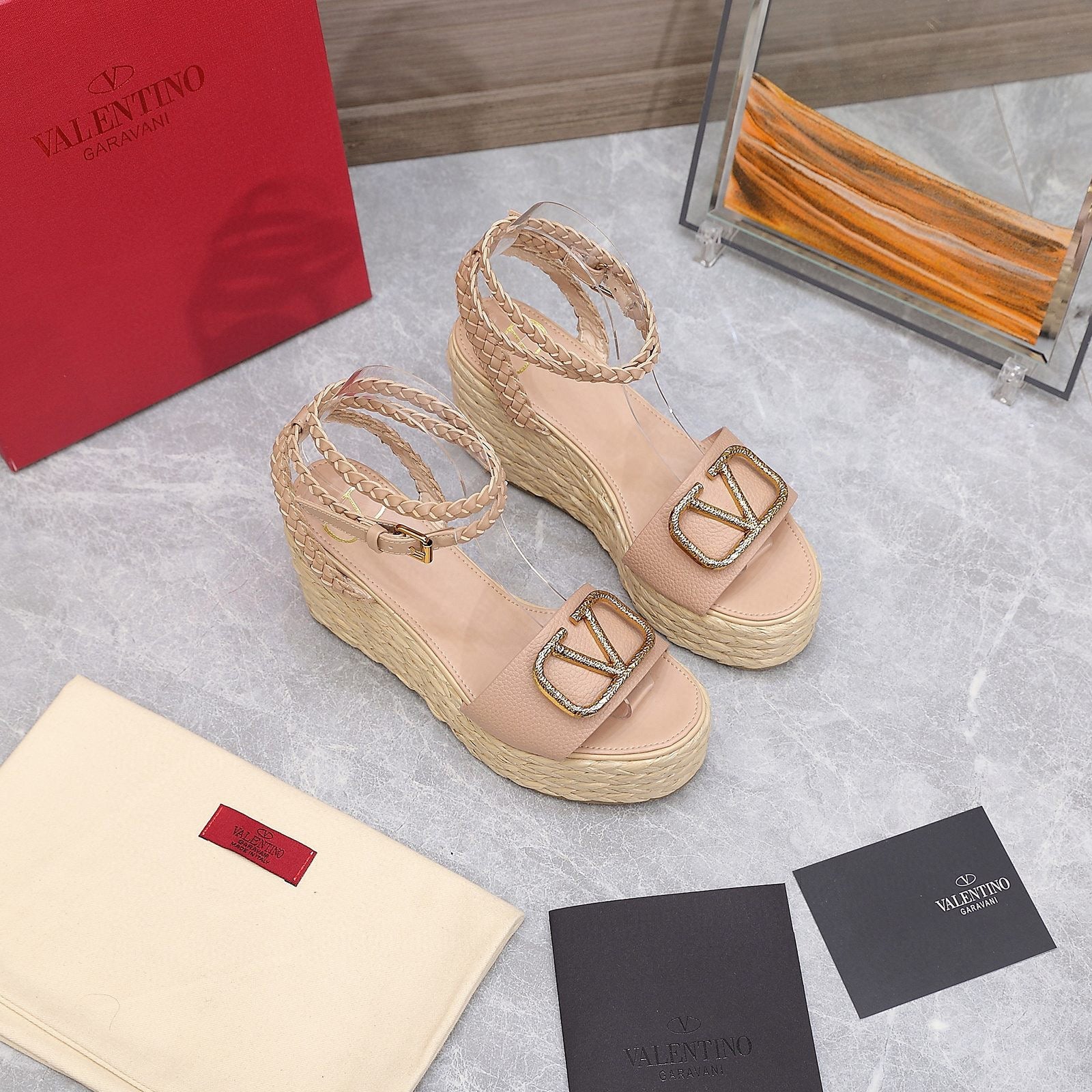 Valentino VLogo Signature Calfskin Wedge Sandal 90MM V78124