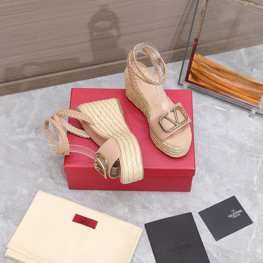 Valentino VLogo Signature Calfskin Wedge Sandal 90MM V78124