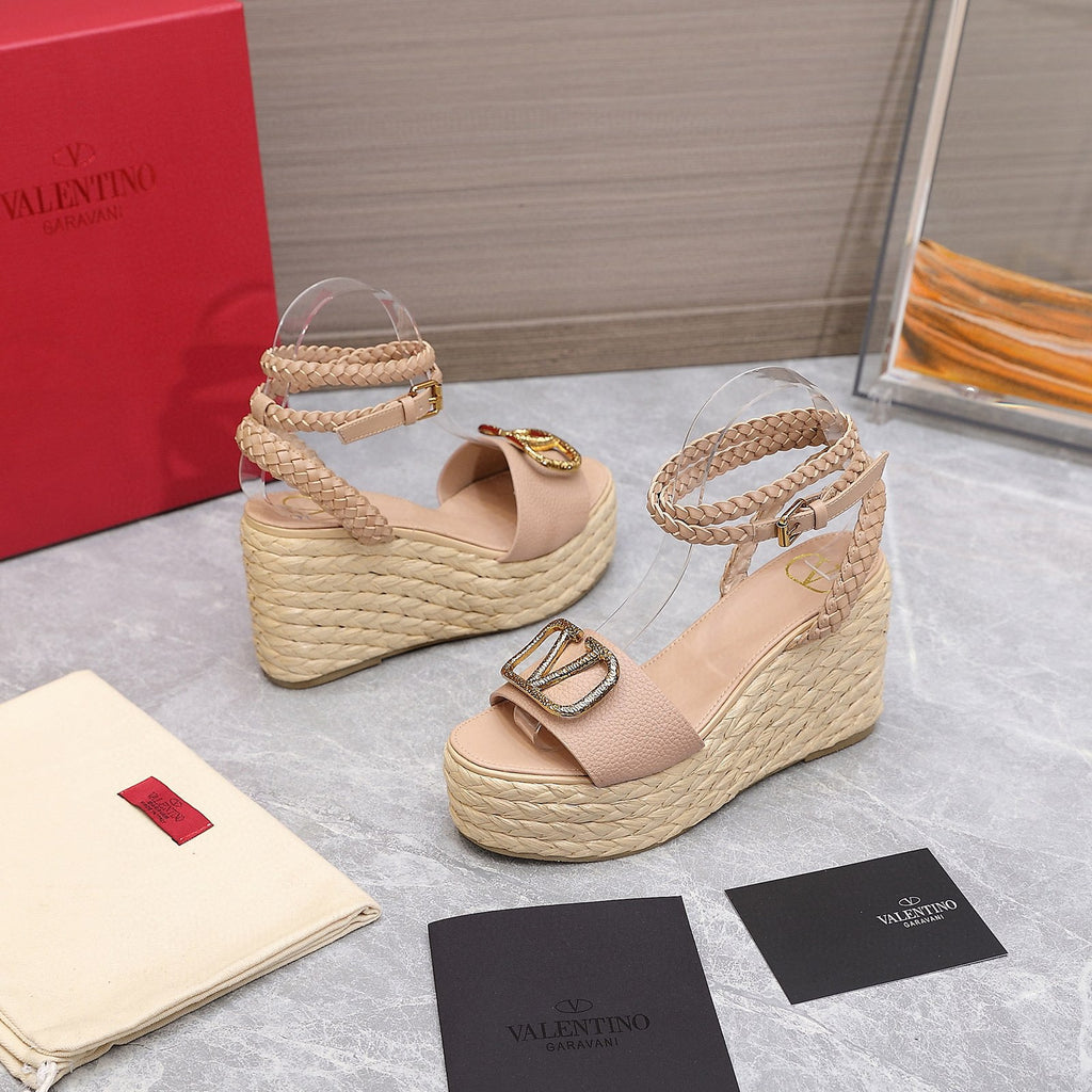 Valentino VLogo Signature Calfskin Wedge Sandal 90MM V78124