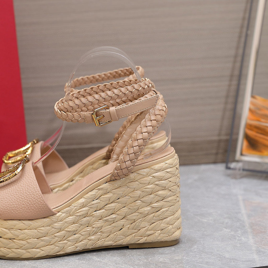 Valentino VLogo Signature Calfskin Wedge Sandal 90MM V78124