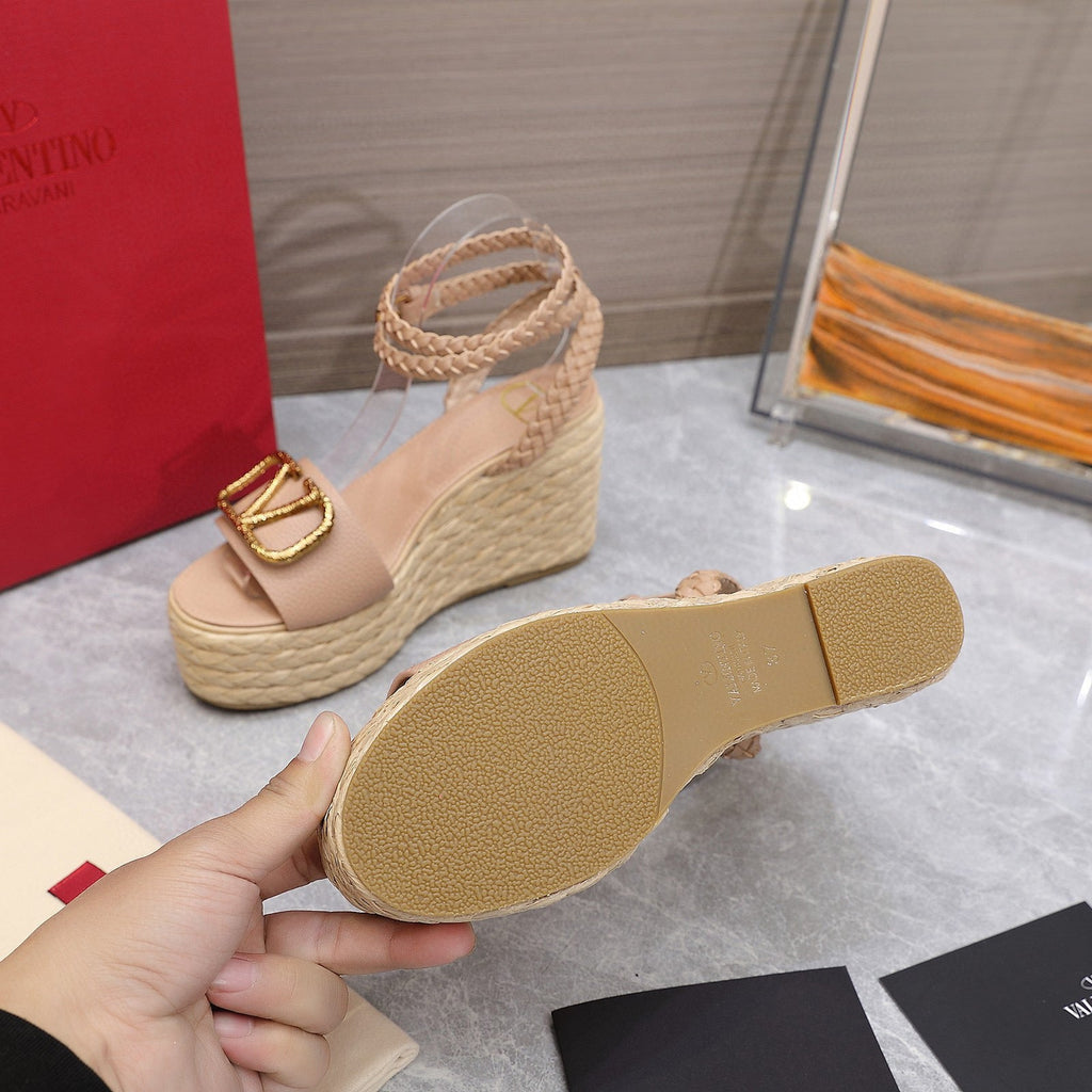 Valentino VLogo Signature Calfskin Wedge Sandal 90MM V78124