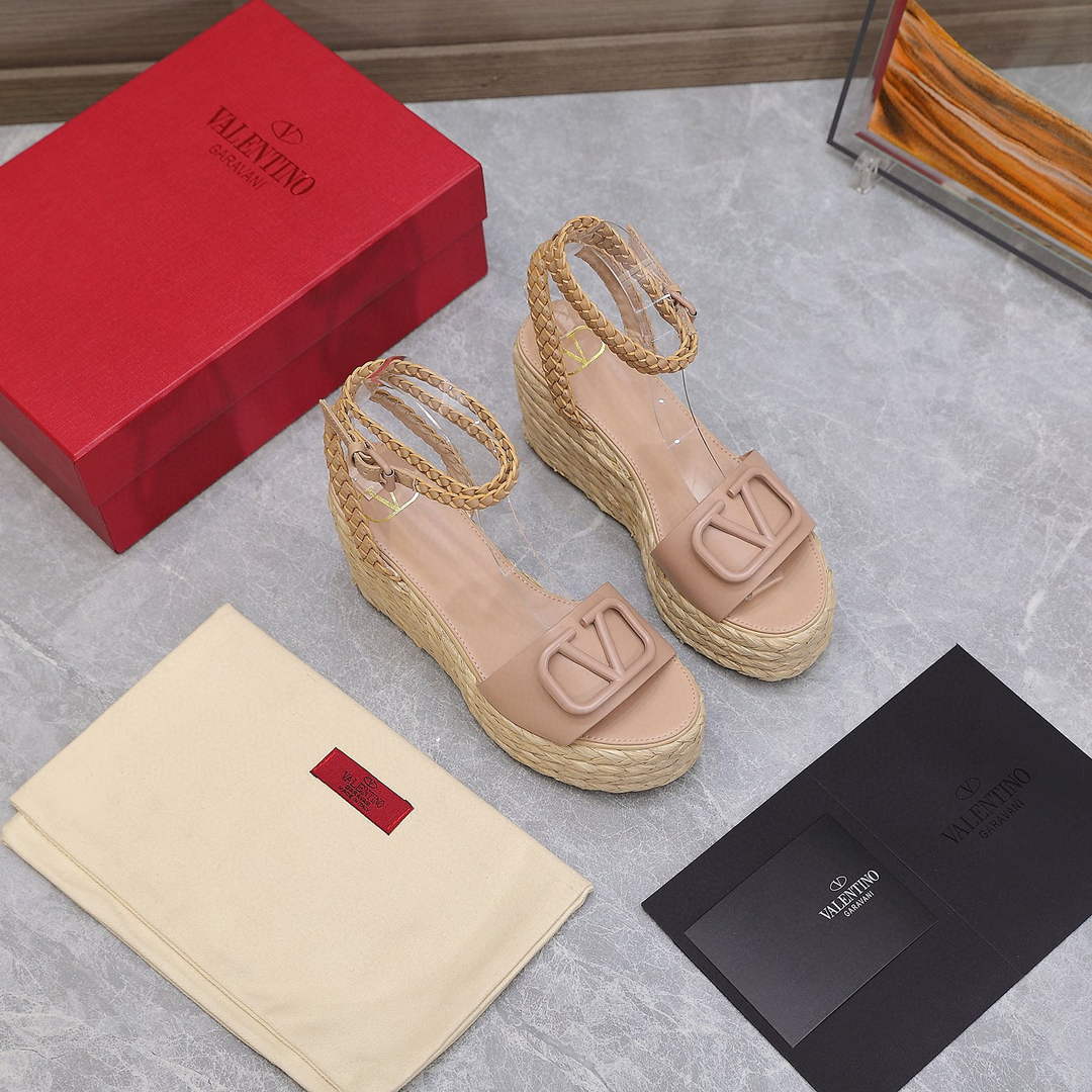 Valentino VLogo Signature Calfskin Wedge Sandal 90MM V78120