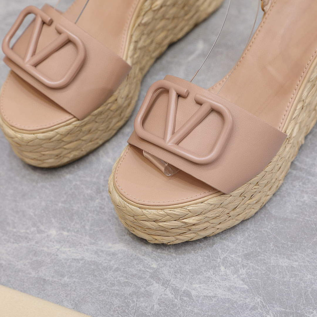 Valentino VLogo Signature Calfskin Wedge Sandal 90MM V78120
