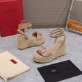 Valentino VLogo Signature Calfskin Wedge Sandal 90MM V78120 - 35 - View 1